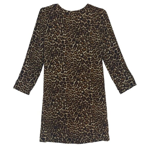 J. Crew Leopard Print Shift Dress Size 00 Animal Print 3/4 Sleeve. - Picture 2 of 8